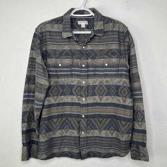 Sun + Stone Southwest Aztec Print Men's Shirt Size M, snap buttons, long sleeve - Picture 1 of 8